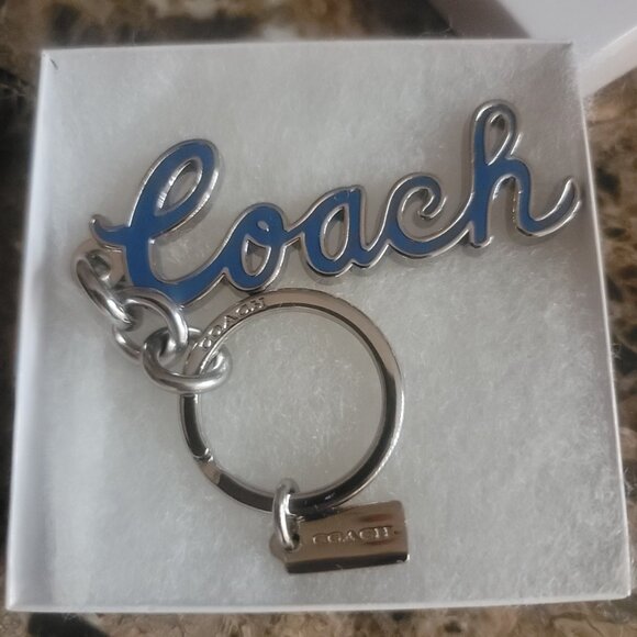 COACH - Blue and Silver Coach Script Keychain (Brand New)(Gift box included) - Picture 15 of 17